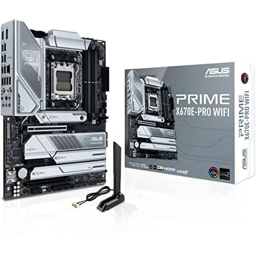 ASUS Prime X670E-PRO WiFi AMD X670 AM5 Ryzen™ Desktop 9000 8000 & 7000 ATX Motherboard with PCIe® 5.0, Four M.2 Slots, DDR5 Slots, USB 3.2 Gen 2x2 Type-C®, USB4® Support, WiFi 6E, and 2.5G Ethernet