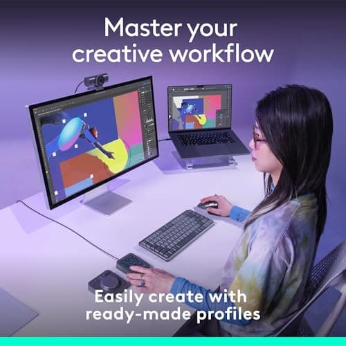 Logitech MX Creative Console, 9 Customizable LCD Keys, Stream Deck Accessories, Control Dial for Graphic Design, Adobe, Zoom, Spotify - Graphite, 3-Month Adobe Creative Cloud Membership