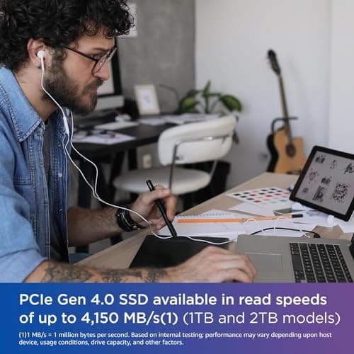 Western Digital 500GB WD Blue SN580 NVMe Internal Solid State Drive SSD - Gen4 x4 PCIe 16Gb/s, M.2 2280, Up to 4,000 MB/s - WDS500G3B0E