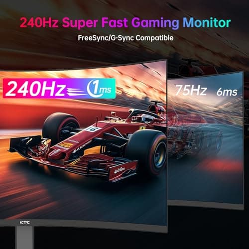 32 Inch 240Hz Curved Gaming Monitor, 2K 1440P Computer PC Monitor with 1000R 1ms Frameless, Adaptive Sync,122% sRGB, HDMI, DisplayPort, Tilt Adjustable, H32S25E