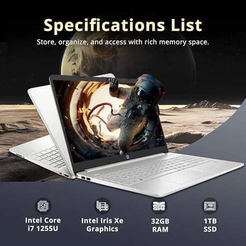 HP 15.6" FHD Touchscreen Business Laptop, Intel i7-1255U, 32GB RAM, 1TB PCIe SSD, Intel Iris Xe Graphics, Num Pad, Webcam, Windows 11 Pro, Natural Silver, 32GB Hotface USB Card