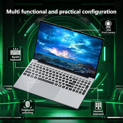 Gaming laptop,15.6 inch Laptop Computer, Laptops Celeron N5095 Processor, 16GB 512GB SSD FHD 1920 * 1080 Display 180 Angle Opening Fingerprint Unlock Backlit Keyboard Mini-HDMI Traditional Computers
