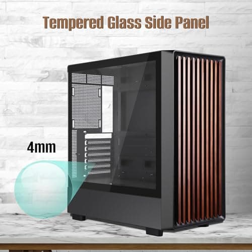 D1 Tempered Glass PC Case Meshify - Walnut Wood Front - Mesh and Glass Side Panel - Can Build in Up to 12 ARGB PWM Fans - High Airflow Mid Tower PC Gaming Case for ATX/mATX/ITX Motherboards Black