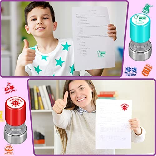 Yinder 24 Pcs Teacher Stamps for Classroom Self Inking School Classroom Stamps Bulk for Teachers Elementary Colorful Motivational Encouraging Gifts(Cute Animal)