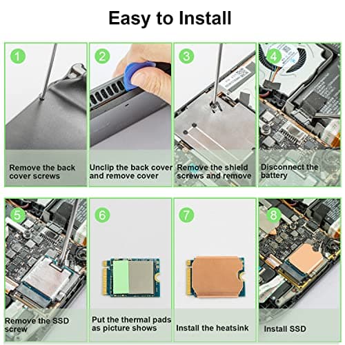 Heatsink Thermal Pad for Steam Deck SSD, M.2 2230 NVME SSD Copper Heat Sink Cooling Thermal Pastes Back Cover Opening Tools Back Screws Replacements Screwdriver Repair Kit for Stream Deck SSD