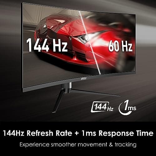 MSI Optix MAG342CQR 1500R Curvature 21:9 Aspect Ratio Narrow Bezel 1ms 3440 x 1440 (UWQHD) 144Hz Refresh Rate Tilt/Swivel/Height/Pivot Adjustment 34" AMD Freesync Gaming Curved Monitor, Black