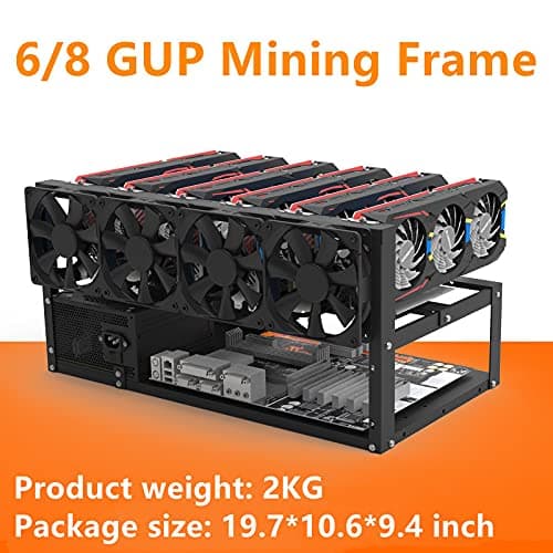 8GPU Mining Rig Frame, Steel Open Air Miner Mining Computer Frame Rig Case for Crypto Coin Currency Bitcoin ETH ETC ZEC Mining Accessories Tools - Frame Only, Fans & GPU is not Included