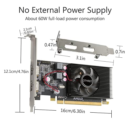 QTHREE Radeon HD 6570 Low Profile Graphics Card,Dual HDMI,1GB,GDDR3,64-Bits,Desktop Video Card for PC Gaming,PCI-Express X16,Computer GPU