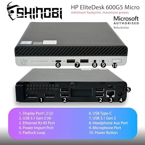 HP EliteDesk 600 G5 Mini PC | Intel Core i5-9500T | 16GB RAM | 512GB SSD | Windows 11 Pro | Wi-Fi+ BT | Mini Desktop Computer (Renewed) (16GB RAM + 512GB SSD)