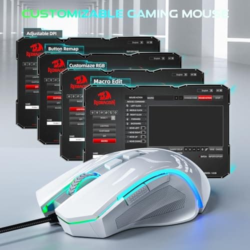 Redragon M602 Gaming Mouse, Ergonomic RGB Gaming Mouse Wired with 7200 Adjustable DPI, 9 Programmable Buttons, Professional Software for Gamer Office [White]