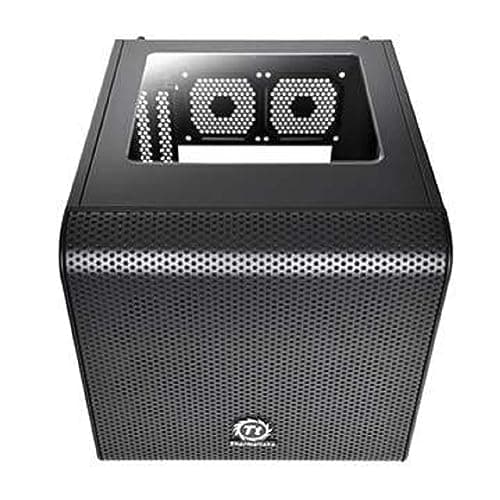 Thermaltake Core V1 SPCC Mini ITX Cube Gaming Computer Case Chassis, Interchangeable Side Panels, Black Edition, CA-1B8-00S1WN-00
