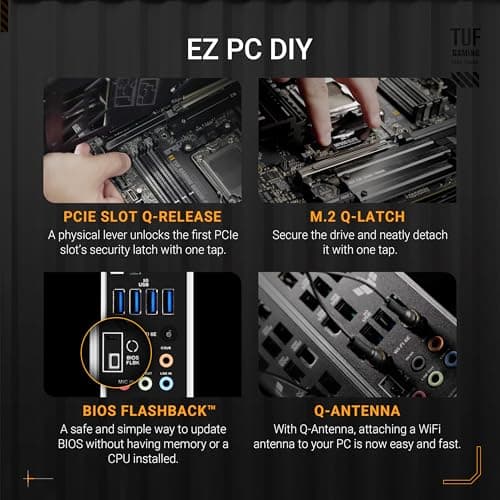 ASUS TUF Gaming B850M-PLUS WiFi AMD AM5 B850 mATX Motherboard, 14+2+1 80A DrMOS Stages, DDR5, PCIe 5.0, 3X M.2, Wi-Fi 6E, 2.5Gb LAN, DP, HDMI™, USB 10Gbps & 20Gbps Type-C®, BIOS Flashback™, Aura Sync