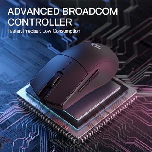 Redragon M916 PRO 3-Mode Wireless Gaming Mouse, 49G Ultra-Light 26K DPI Mouse w/Ergonomic Natural Grip Build, Full Programmable Buttons, Software Supports DIY Keybinds & DPI
