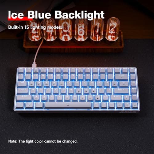 TMKB T84SE Gaming Keyboard, 75% Mechanical Gaming Keyboard with Linear Red Switch, Ice Blue LED Backlit, Detachable USB-C, Full Anti-Ghosting for Gaming/Typing/PC/Laptop/Win/Mac, US Layout, White