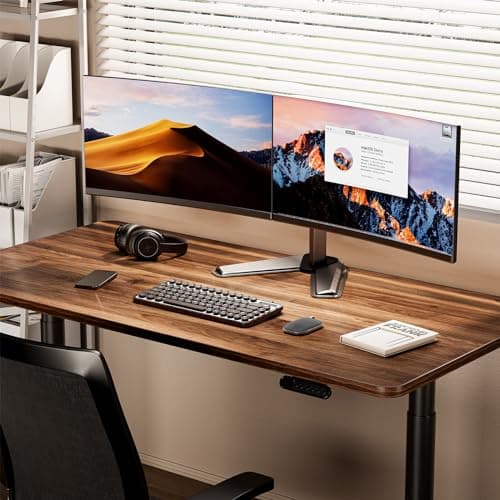 WALI Dual Monitor Stand for Desk, Computer Monitor Stands for 2 Monitors up to 32inch inches, Dual Monitor Mount Fits up to 19.8lbs, Free Standing Full Motion Monitor Arm for Desk (MF002N), Black