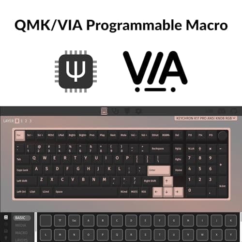 Keychron K17 Pro Low-Profile QMK/VIA Custom Wireless Mechanical Keyboard with Numpad Programmable Knob Bluetooth/Wired RGB Backlight Compatible with Mac Windows Linux