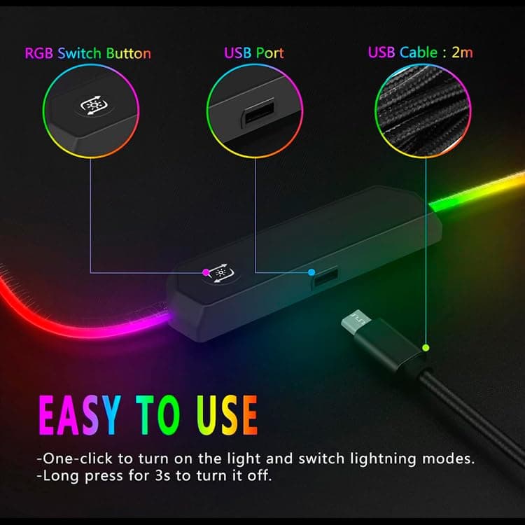 RGB Gaming Mouse Pad,Large Mouse Pad,13 Colors Led Light RGB PC Gaming Desk Mat, Non-Slip Rubber Based with Waterproof Coating Big Mouse Pad 31.5X11.8 in