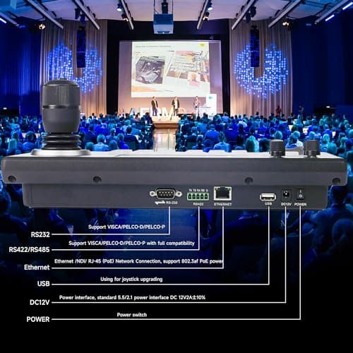 iuZee PTZ Camera Controller 4D Joystick PoE IP PTZ Keyboard Controller 5" LCD Screen Preview for Live Streaming Meeting Church Education, Support VISCA PELCO-P PELCO-D RS422 RS485 RS232 RJ45