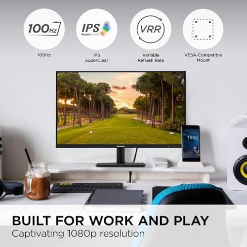 ViewSonic VS2747-H 27 Inch 1080p IPS Monitor with 100Hz, Variable Refresh Rate, Thin Bezels, Eye Care, HDMI, VGA