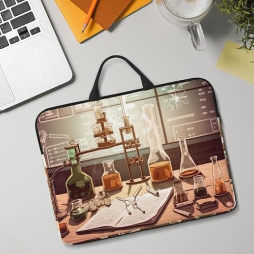 Chemistry Lab Laptop Case Sleeve 14 inch Shockproof Protective Notebook Case Travel Laptop Bag with Handle Waterproof Computer Cover Briefcase Handbags for Men Women