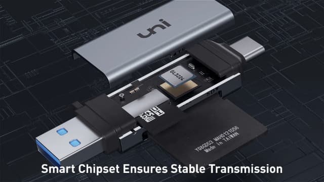uni SD Card Reader, High-Speed USB C to Micro SD Card Adapter USB 3.0 Dual Slots, Memory Card Reader for SD/Micro SD/SDHC/SDXC/MMC, Compatible with MacBook Pro/Air, Chromebook, Android Galaxy