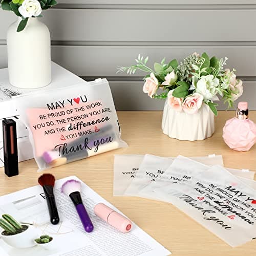 Sunnyray 60 Pcs Housekeeping Week Gifts Bulk 2025 Appreciation Gift Makeup Cosmetic Bag Bulk Thanks for Women Nurse Teacher Social Worker(Be Proud of the Work You Do)