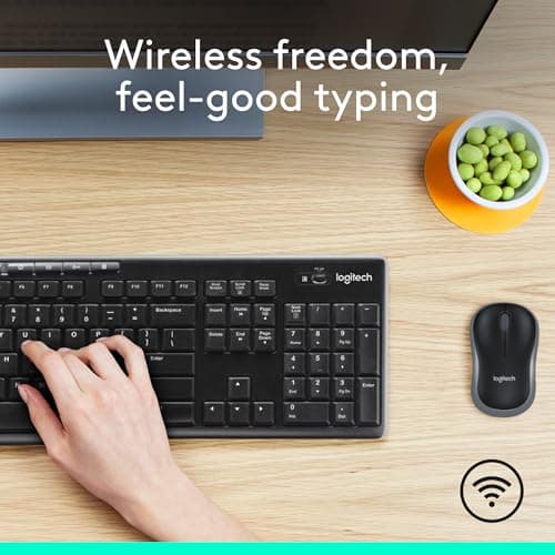 Logitech MK270 Wireless Keyboard and Mouse Combo for Windows, 2.4 GHz, 8 Multimedia Keys, PC, Laptop, Wireless Keyboard Compact Mouse Combo - Black