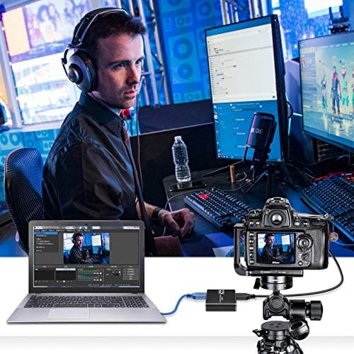 Capture Card, Audio Video Capture Card with Microphone 4K HDMI Loop-Out, 1080p 60fps Video Recorder for Gaming/Live Streaming/Video Conference, Works for Nintendo Switch/PS4/OBS/Camera/PC
