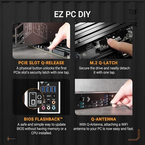 ASUS TUF Gaming X870-PLUS WiFi AMD AM5 X870 ATX Motherboard, 16+2+1, 80A SPS Power Stages, DDR5, PCIe 5.0 Ready, Four M.2 Slots, Wi-Fi 7, 2.5Gb LAN, HDMI, USB4® 40Gbps, SATA 6 Gbps, USB 20Gbps Type-C