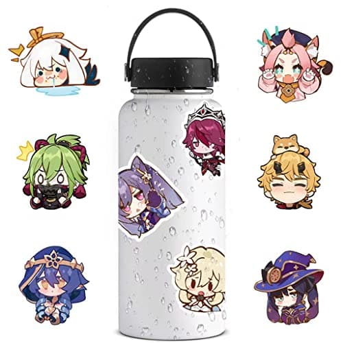 Genshin Impact Stickers Set 50pcs/60pcs/64pcs Cute Stickers for Water Bottles Genshin Impact Merch, Free Keychain (Set 3 (50 pcs))
