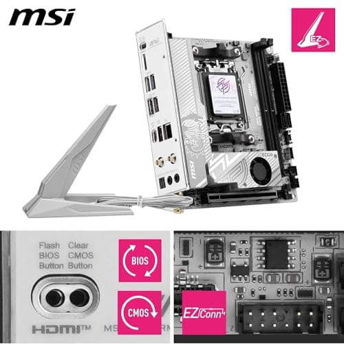 msi MPG B850I Edge TI WiFi Motherboard, ATX - Supports AMD Ryzen 9000/8000 / 7000 Processors, AM5-90A SPS VRM, DDR5 Memory Boost (8200+MT/s OC), PCIe 5.0 x16, M.2 Gen5, Wi-Fi 7, 5G LAN