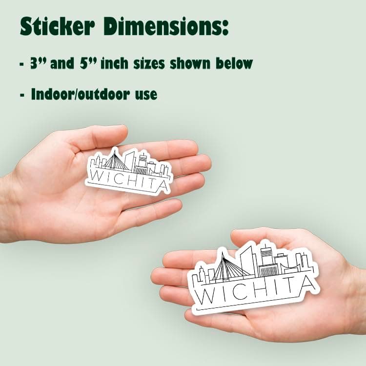 Squiddy Wichita Kansas City Skyline - Vinyl Sticker for Car, Laptop, Notebook (5" Wide)