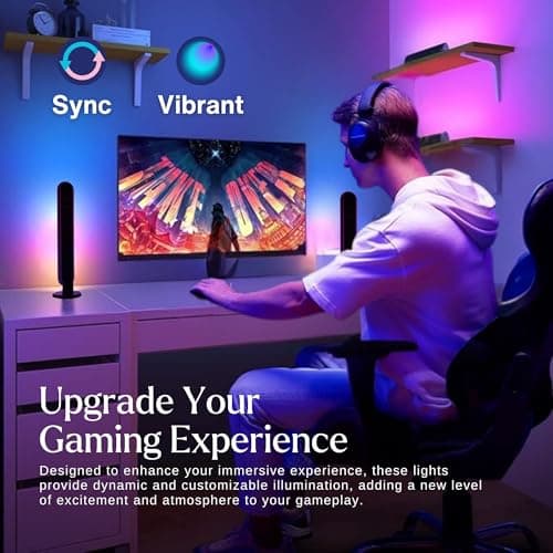 Smart LED Light Bars -RGB Lights w/ 16M Colors -RGB Light Bar for Room, Music Sync, Entertainment & LED Gaming - LED Bar Lights for Gaming Setup Accessories - Colorful Lighting (7-Pc Set)