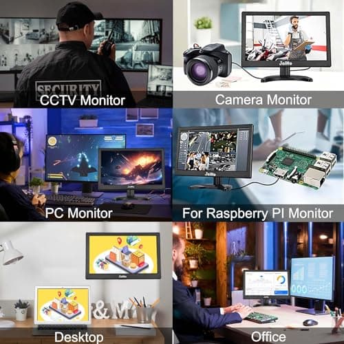 JaiHo 13.3 Inch Small HDMI Monitor 1920×1080 Resolution 60Hz HD IPS Display Screen, 16:9 Security Monitor for Gaming CCTV Security Camera Raspberry Pi PC, Built-in Speaker, Black
