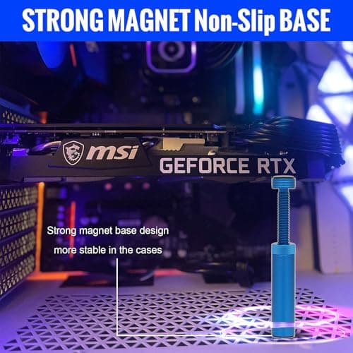 GPU Support Bracket, Graphics Video Card Brace with Height Adjustable, Anti Sag Holder for Universal Graphics Card Sag, GPU Stand with Magnet and Rubber Pad, Blue