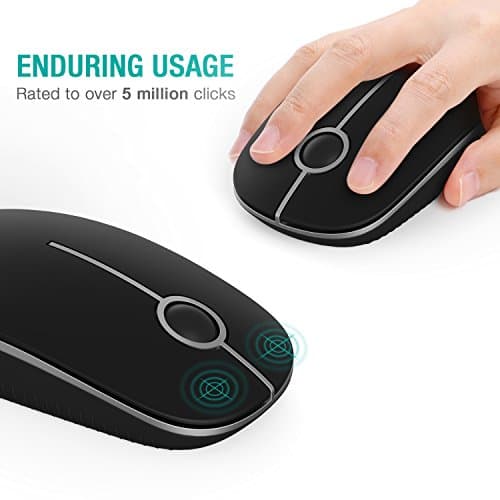 Vssoplor Wireless Mouse, 2.4G Slim Portable Computer Mouse with Nano Receiver Quiet Silent Optical Laptop Mouse for Notebook, PC, Laptop, Computer-Black and Silver