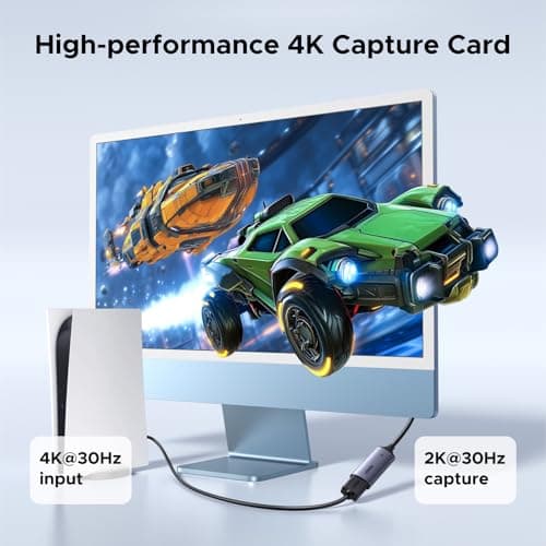 UGREEN 2K@30Hz Video Capture Card HDMI to USB 3.0 A and USB C Capture Device, 4K Input 1080P 60FPS with Low Latency for Streaming Game Recording Compatible with Switch 2/Xbox/PS4/PS5/PC/Camera