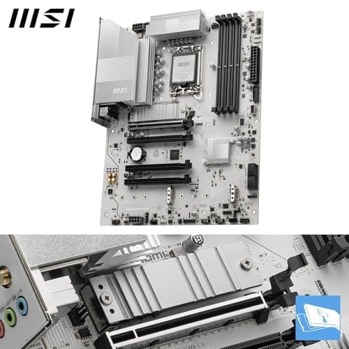 MSI PRO Z890-S WiFi White Motherboard, ATX - Supports Intel Core Ultra Processors (Series 2), LGA 1851 - DDR5 Memory Boost (8600+ MT/s OC), PCIe 5.0 x16 & 4.0 x16, M.2 Gen5, Wi-Fi 7, 2.5G LAN