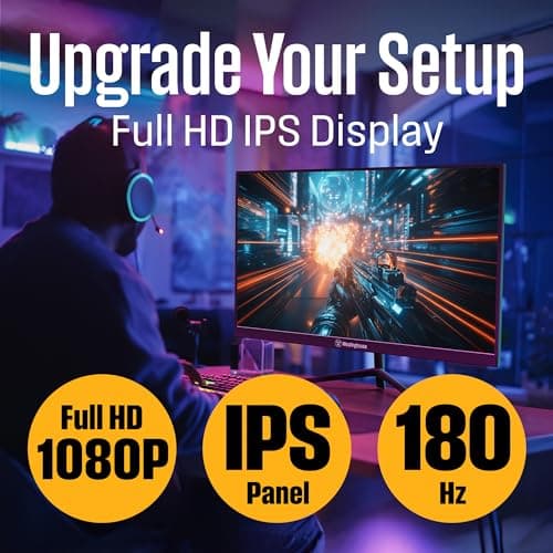 Westinghouse 27 Inch Flat Gaming Monitor, 180Hz, 1ms, AMD FreeSync Support, Low Motion Blur, 1080p Full HD IPS Display, for Office, PC & Console Games with Built in Speakers, 1x DisplayPort, 2X HDMI