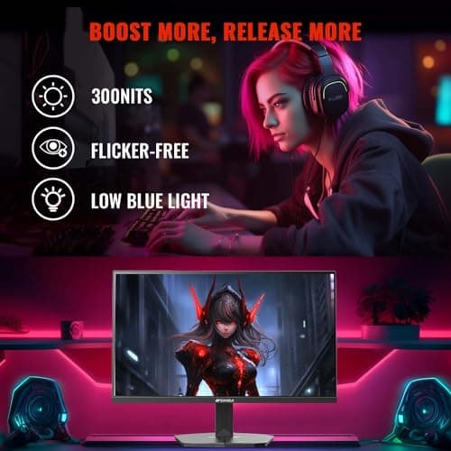 SANSUI 24 Inch Gaming Monitor 180Hz 1Ms FreeSync HDR 110% sRGB FHD 1080P Computer Monitor HDMI DP Ports Eye Care Frameless VESA Mount Cable Management(ES-G24F4L HDMI Cable Included)