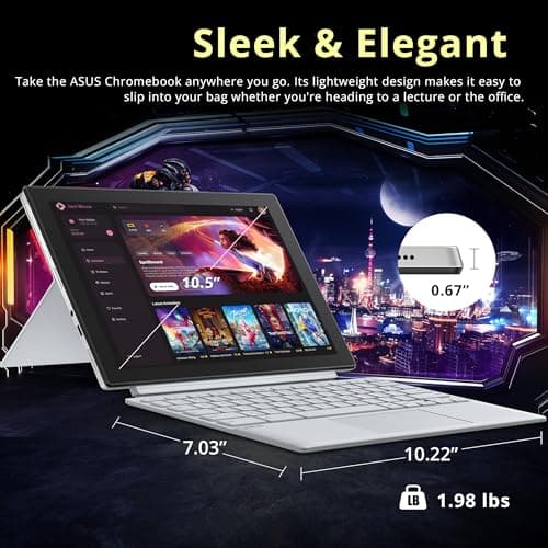 ASUS Chromebook Detachable CM3001 10.5" 2-in-1 WUXGA Touchscreen Laptop, MediaTek Kompanio 520, 4GB RAM, 224GB Storage(64GB eMMC+160GB Docking Station Set), Wi-Fi 6, Chrome OS, Silver
