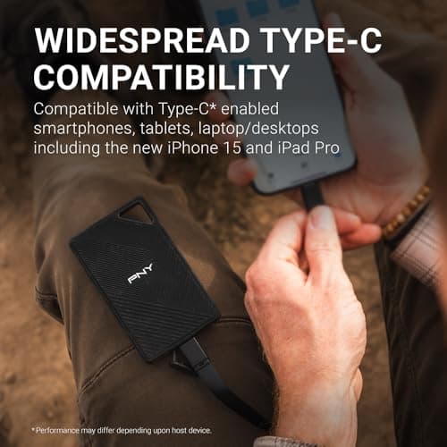 PNY RP60 2TB Portable SSD - Up to 2000MB/s, USB-C, USB 3.2 Gen2x2 - Rugged, IP65 Rated, Water/Dust/Drop Resistant - For Photos, Videos, Gaming and more - External Solid-State Drive - PSD0CS3060-2TB-RB