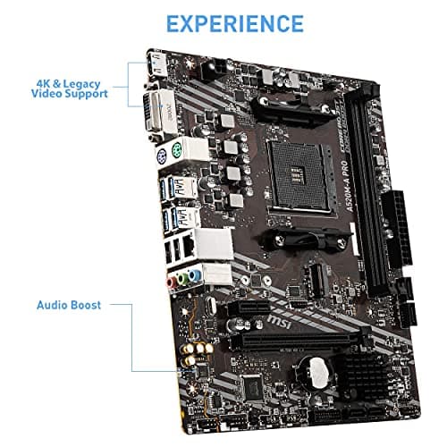 MSI A520M-A PRO Gaming Motherboard (AMD Ryzen 5000, AM4, DDR4, PCIe 3.0, SATA 6Gb/s, M.2, USB 3.2 Gen 1, DVI/HDMI, Micro-ATX)