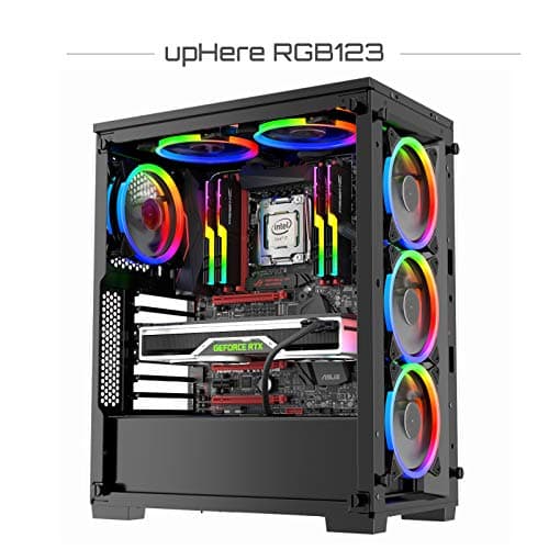 upHere 120mm RGB Case Fan Fan,Quiet Edition High Airflow LED Case Fan for PC Cases-3 Pack,RGB123-3