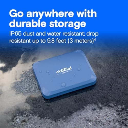 Crucial X10 1TB Portable SSD, Up to 2,100MB/s, USB 3.2 USB-C, External Solid State Drive, Compatible with Windows, Mac & Android, Durable Storage for Games, Photos & Files, Blue - CT1000X10SSD9-02