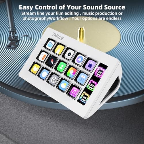 TMICE Stream Controller - Live Production Controller with 15 Customizable LCD Keys and Adjustable Stand, Trigger Actions in OBS Studio, Streamlabs, Twitch, YouTube and More, Works with PC/Mac