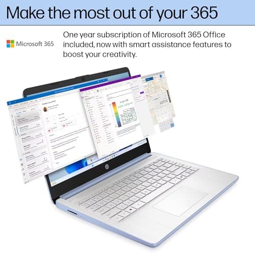 HP 14 Laptop Student Business 2025 Flagship Computer, AI Copilot, 4-Core 13th Gen Intel CPU, 16GB RAM 628GB Storage (128GB UFS+ 500GB Ext), 1-Yr Office 365, Long Battery HubxcelAccessory Win 11S Blue