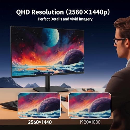 27 Inch QHD(2560 * 1440) 100Hz Computer Monitor - IPS Panel, Anti-Blue Light Screen, 100% High Color Gamut, 123% sRGB, Support FreeSync and GSync, PC Monitor for Casual Gaming and Working