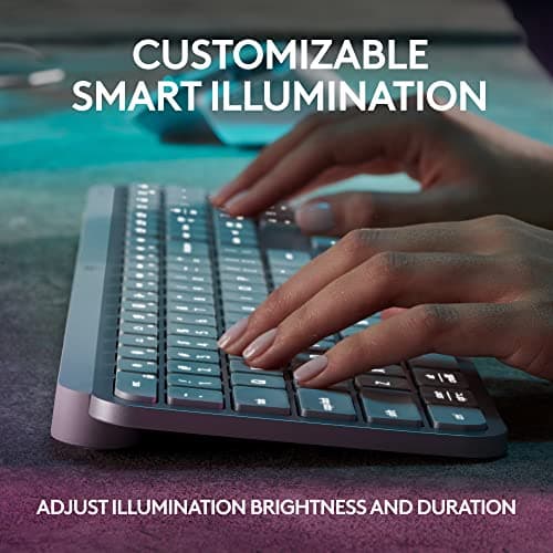 Logitech MX Keys S Wireless Keyboard, Low Profile, Fluid Precise Quiet Typing, Programmable Keys, Backlighting, Bluetooth, USB C Rechargeable, for Windows PC, Linux, Chrome, Mac - Pale Grey