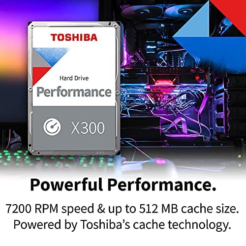 Toshiba X300 8TB Performance & Gaming 3.5-Inch Internal Hard Drive – CMR SATA 6 GB/s 7200 RPM 512 MB Cache - HDWR780XZSTA